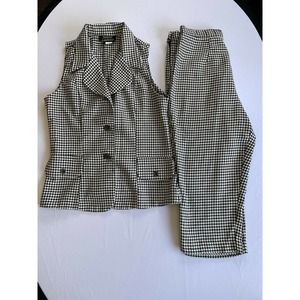 Vintage Two-piece Houndstooth Vest & Cropped Pants Set Suit Women's 14